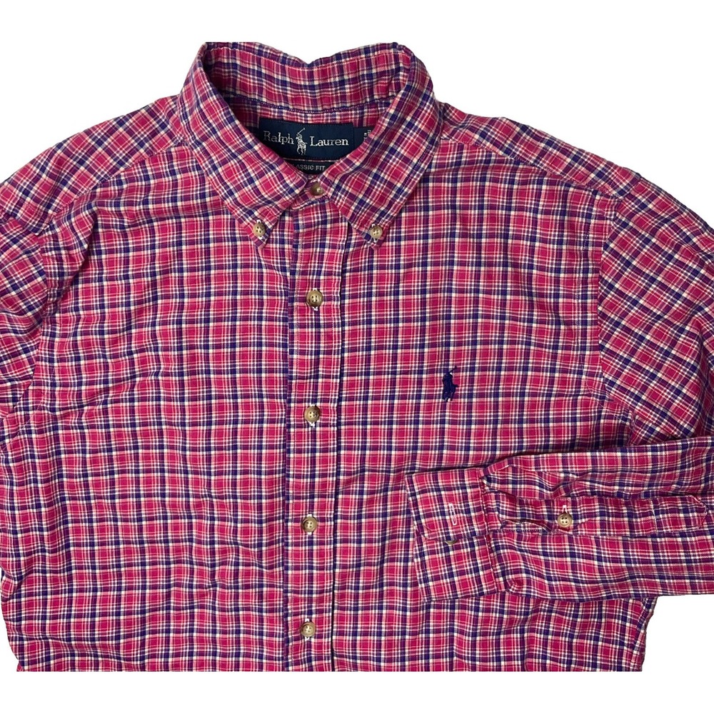 Polo Ralph Lauren Shirt Classic Fit Lightweight Flannel Plaid Long Sleeve Men S